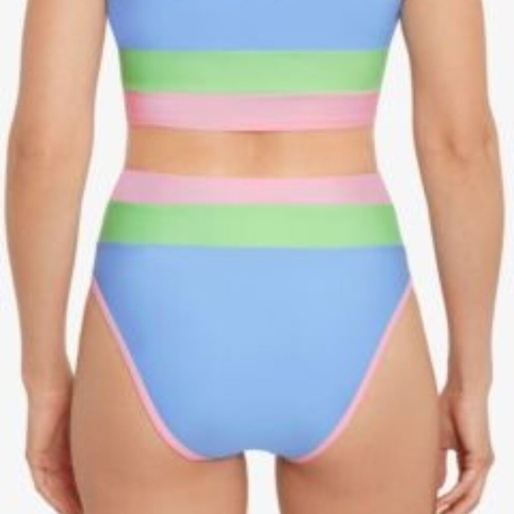 Salt + Cove Colorblocked High-Waist Bikini Bottoms Periwinkle L - Picture 6 of 9